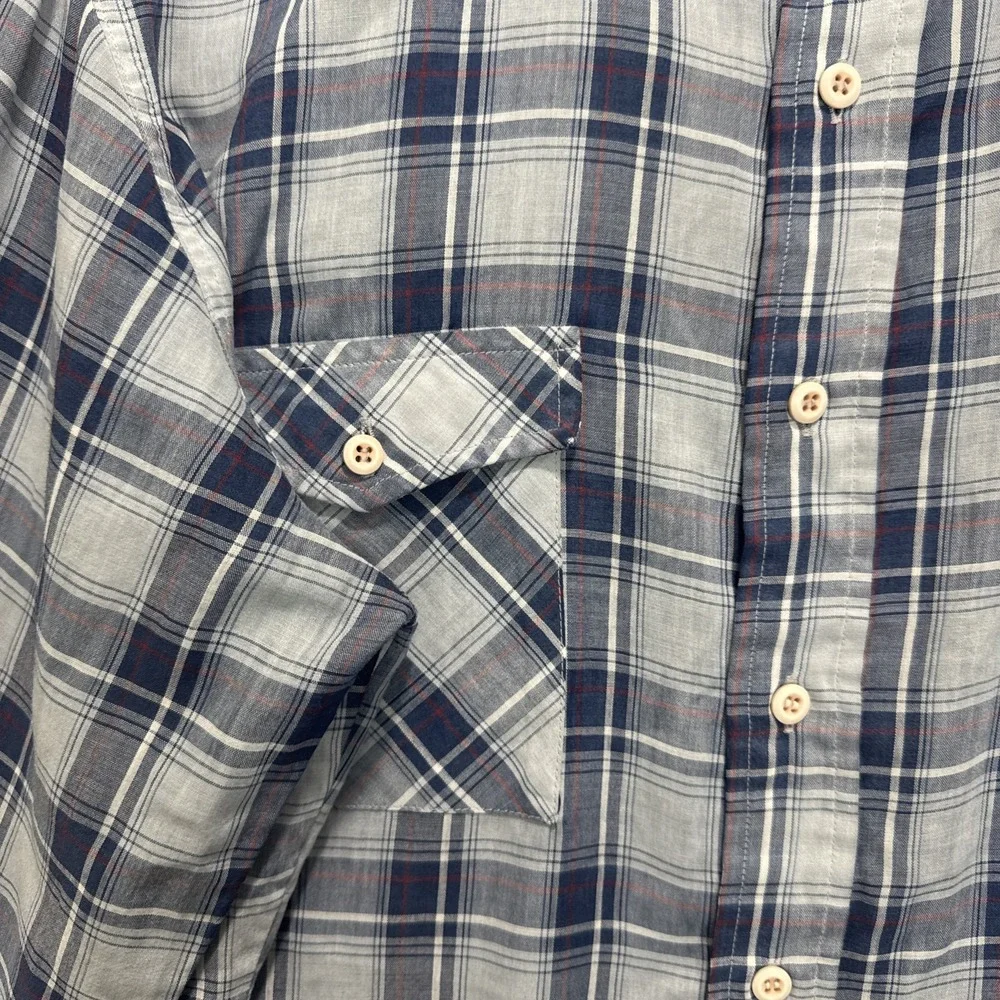 VTG Rare LEVIs Button Dress Shirt sz L Blue Madras Plaid 70 Light Korea Made - Picture 4 of 9